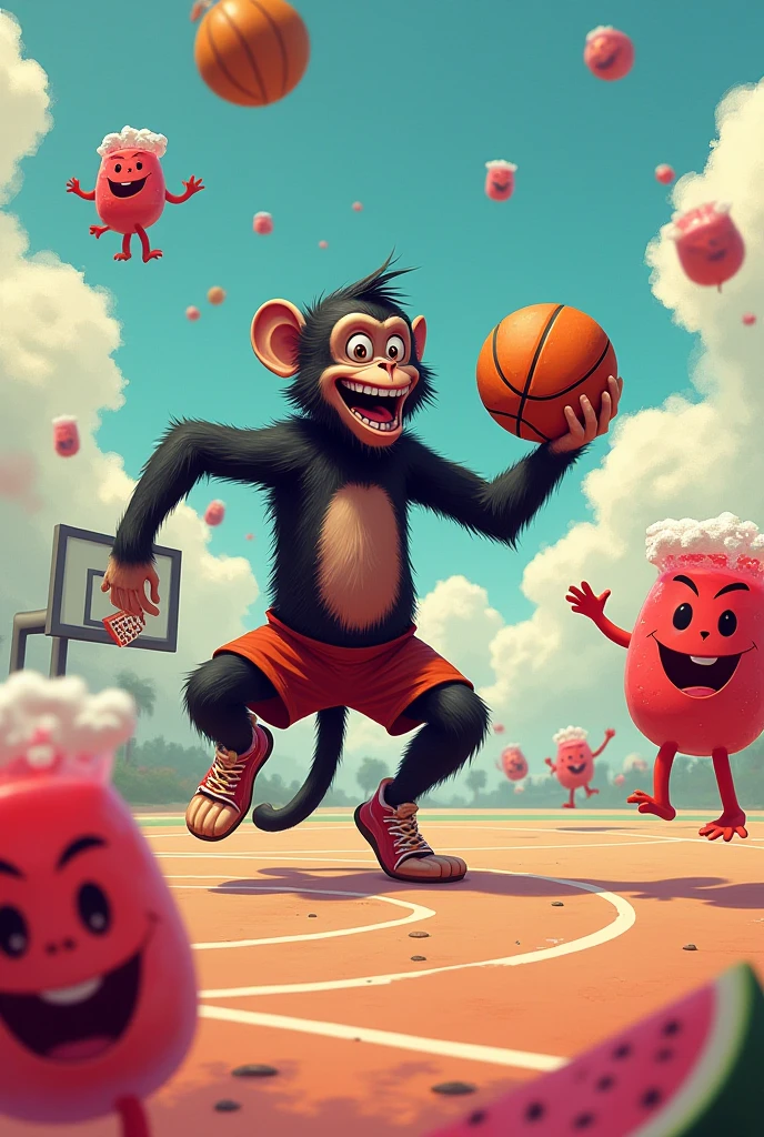 (chibi Emoji Meme), stock art style, funny photo portrait of a grotesque (Olympic shot put athlete chimpanzee), athlete suit, (upper body), cute big eyes, Olympic background, emoticon. emotional, dynamic movement, vivid, (masterpiece, best quality, absurdres, ultra-detailed, intricate details:1.3)