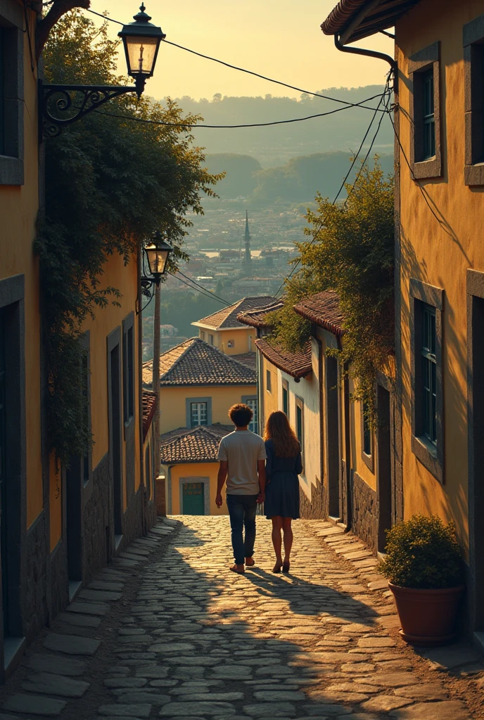 O pai e o filho entrando em uma pitoresca, vibrant village with unique arquitetura and welcoming locals, (melhor qualidade,4k,8k,high resolution,obra de arte:1.2),ultra-detalhado,(realista,photorealista,photo-realista:1.37), HDR,Ultra HD,studio lighting,pintura ultrafina,sharp focus,Physically based rendering,extreme detailed description,profissional,cores vivas,Bokeh, Retratos,paisagem, arquitetura, tons de cores quentes, atmosfera acolhedora, Atmosfera animada, detailed cobblestone streets, casas charmosas com fachadas coloridas, flores desabrochando em todos os cantos, Cozy cafes with outdoor seating, moradores vestidos com trajes tradicionais, father and son smiling and holding hands, friendly locals interacting with father and son, movimentado mercado que vende produtos locais e artesanato, Narrow, winding alleys that lead to hidden gems, the sunlight casting a soft glow over the village, uma vista deslumbrante sobre a paisagem circundante, happy children playing in the streets, a feeling of tranquility and harmony in the air.