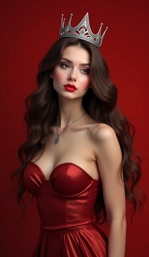(a detailed portrait of a woman in a dark room,[Raiana-Elizabeth-Dilla],(whole-body-view),half-dressed,extremely detailed and realistic (red) clothes,loose wavy hair,heavy makeup on her eyes and lips,a seductive expression on her face,a sensual pose,soft lighting,moody atmosphere,shadowy background)(best quality,4k,8k,highres,masterpiece:1.2,ultra-detailed,realistic,photorealistic,photo-realistic:1.37,provocative and mysterious,portrait,photography,monochrome)