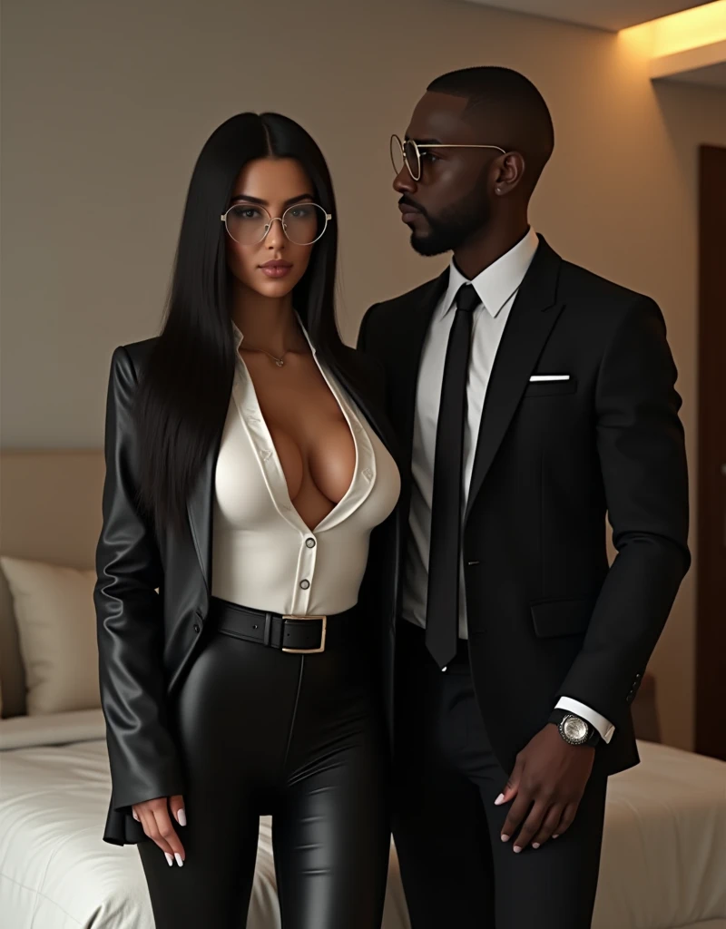 (masterpiece), best quality, (nude naked nude naked nude naked nude naked latina young teen girl who has black short hair and a detailed shouting face) and is held by a black man in pants and hoodie with logo and is held by an old man in a blue suit and has medium breast and nipple and vagina and earring and and necklace and wristwatch , people in background, classroom setting,