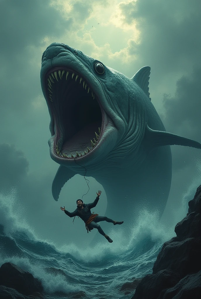Can you draw a young man who was swallowed by the cachalot whale in 1841?
