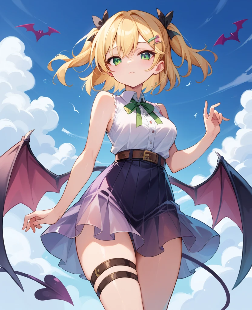 memcho, blonde hair, blue eyes, blunt bangs, demon horns, fake horns, horns, short hair,
bare shoulders, black skirt, (blue sweater:1.5), long sleeves, off shoulder, off-shoulder sweater, puffy sleeves, skirt, sweater, white ribbon, farting, blush, ass focus, sitting, puffy anal