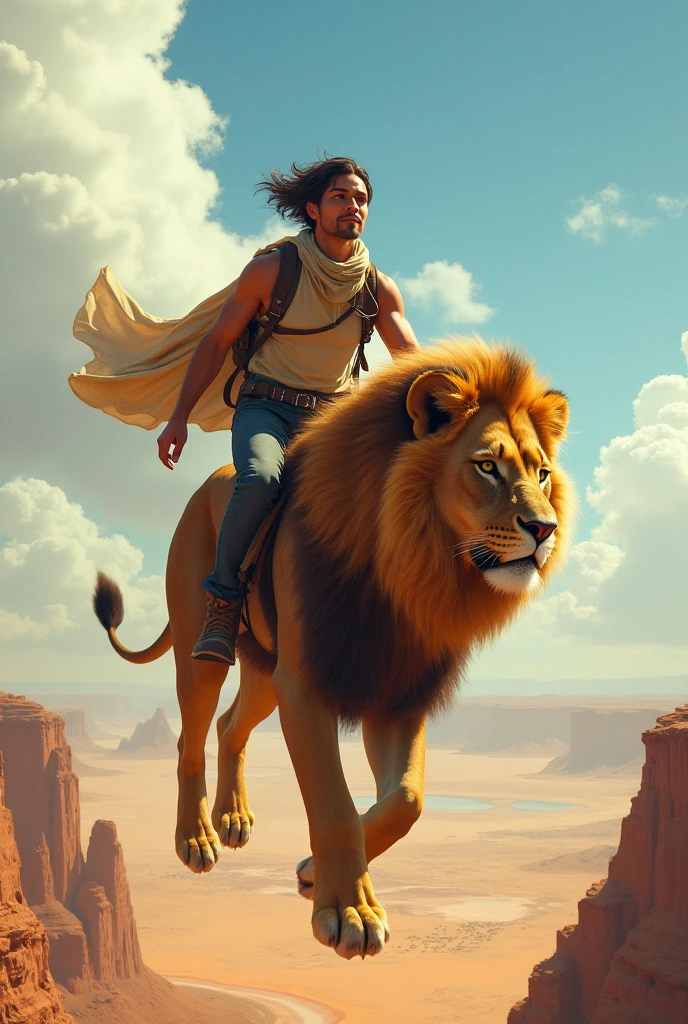 Lord Shiva Flying in the Air with lions
