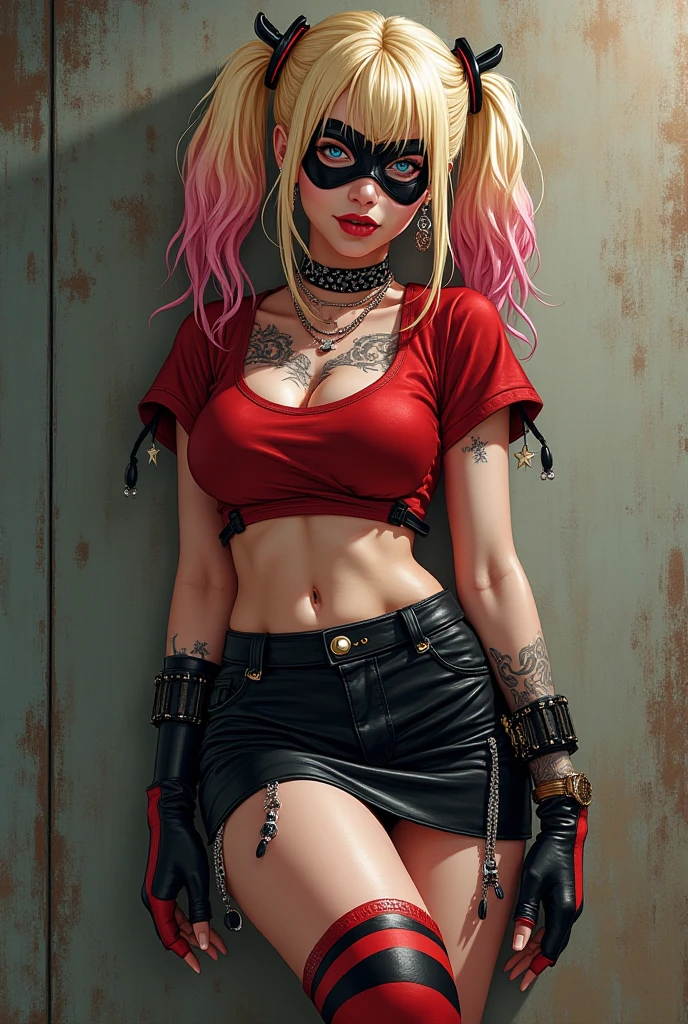chloë grace moretz、Sticking out the navel、newyork、She wears a torn Spider-Man suit,wearing skirt、 Red and black color scheme,Dynamic、masterpiece、top-quality、ultra-detailliert、ighly detailed、beautiful detailed brilliance、超A high resolution