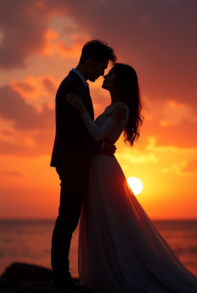 couple、silhouette、sunset、fairy tale、