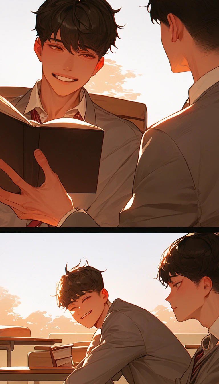 Gay couple(Blonde、Black Hair、Completely naked、erection、blush、orgasm、Sweat)、sofa、reading