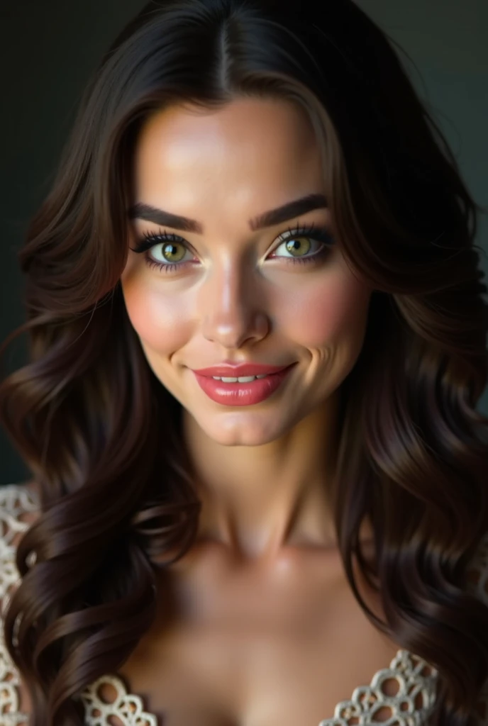 (ultra high resolution), photorealism 16K realism, ((Hyper-realistic,,, proportional body,,, anatomically correct:1.3)), ((ultra-fine digital art)), (light pale complexion), BREAK, (best highest detailed realistic green_eyes:1.2), ((super sharp-eyes:1.2)), (tired and sleepy and satisfied:0.0), perfect round eyes, finely detailed pupils, BREAK, detailed lips:1.3,pink_makeup:1.22, (long blue_eyeliner:1.15), (red_lipstick:1.2), (perfect dark_eyeshadows:1.2), (super detailed professional makeup on eyes:1.23), (Detailed nose:1.2), (best high quality real texture skin:1.3), Brown layered wavy hair、(18 year old,one femal:1.2)、8K, Seductive smile: 1.4、Depth of field, cinematic light, Lens flare, dslr, best high quality soft lighting, sharp focus captured by Fujifilm XT3, f 5.6, in a dramatic lighting, ((Best Quality)) ,((masterpiece)), intricate details, Professional, Realistic, Photorealistic, ((Strapless,Baretop midriff,Sexy mini skirt: 1.2))、A lilac floral pattern is printed on the skirt: 1.26、(Walking in the park）:1.2, large earring、(Proportions are based on a 7.5 head scale). 