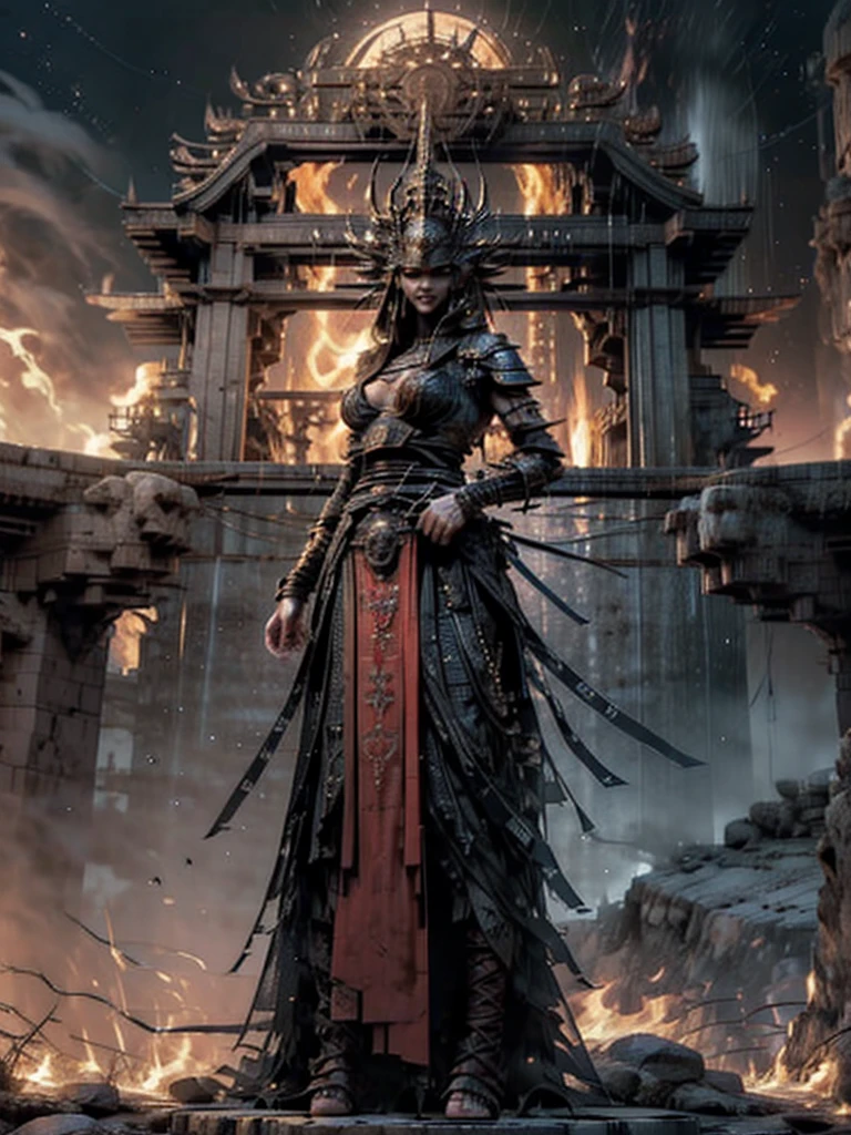 photo, (InfiniteSupply:0.75) in background, strong brave courageous (YokaiHunter:1.1) Standing foreground