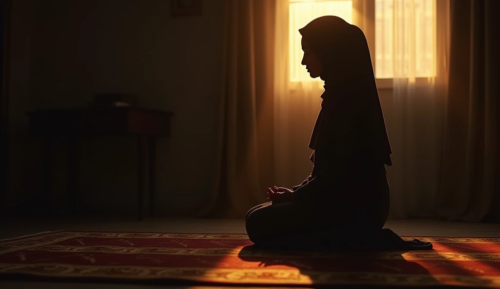 PERSON MEDITATING IN A ROOM, WEARING LOOSE CLOTHES AND HEADPHONES. feeling of serenity. Background de uma sala. cinematic lighting