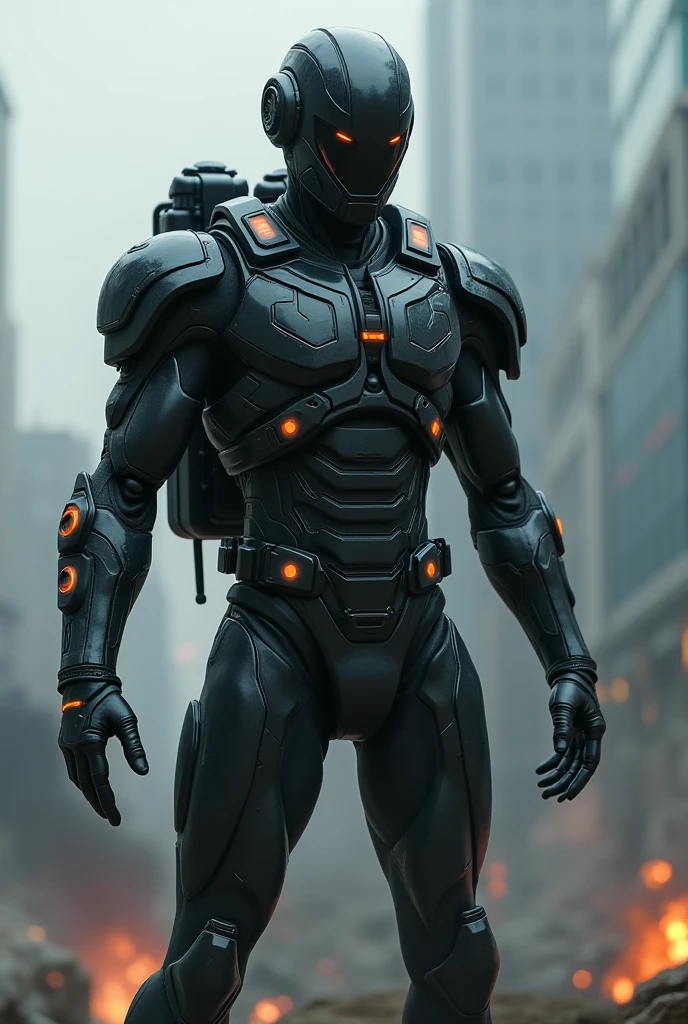 A man
50% human 50% robot
