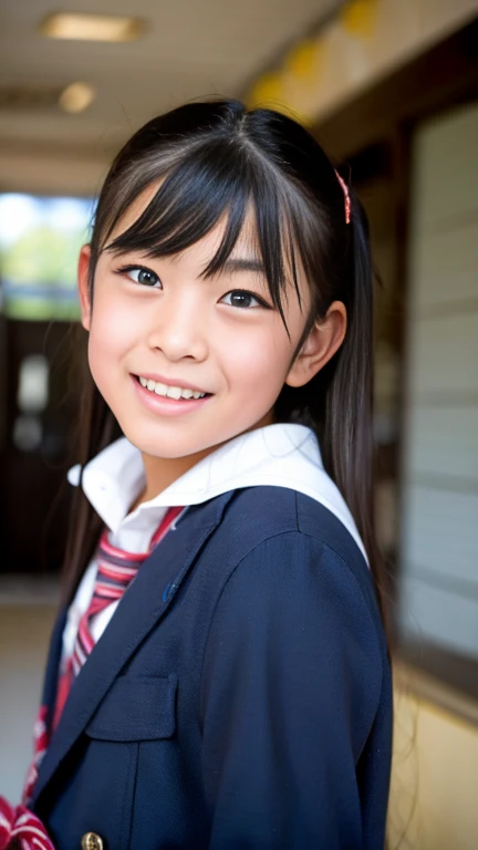 lens: 135mm f1.8, (highest quality),(RAW Photos), (Tabletop:1.1), (Beautiful *********** Japanese girl), Cute Face, (Deeply chiseled face:0.7), (freckles:0.4), Speckled sunlight, Dramatic lighting, (Sailor suit), dark blue, Long sleeve, (In the classroom), shy, (Close-up shot:1.2), (smile)
