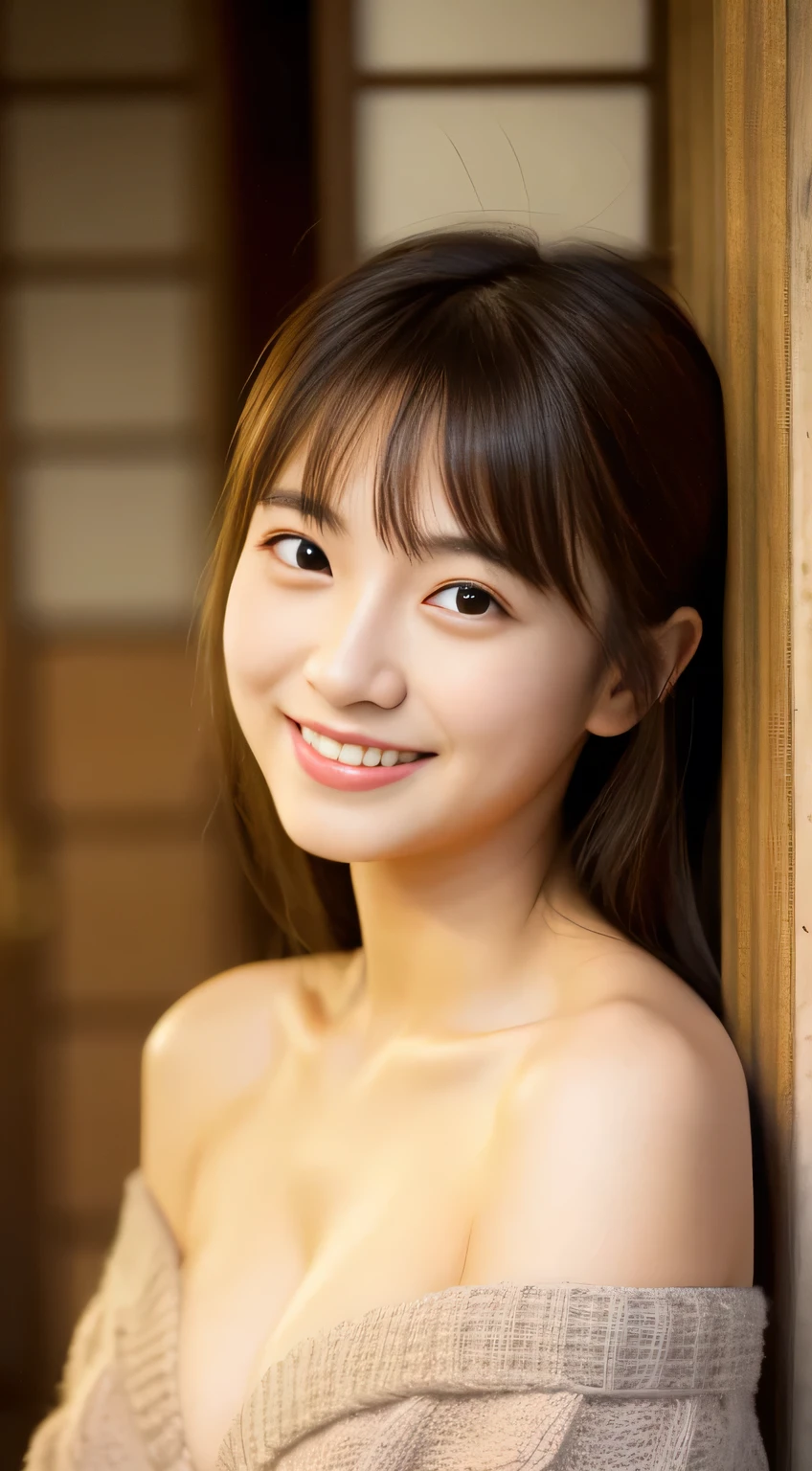 master piece , best quality , japanese , cute face , 25 years old , (symmetrical clear eyes:1.3) , shining eyes , looking at viewer , nude ,