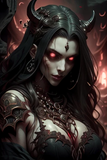 a close-up of a woman with scary makeup and a crown, Concept art inspired by Luis Royo, Artstation Contest Winner, Gothic art, Dark Fantasy Art, fantasy dark art, gothic fantasy art, Dark fantasy style art, gothic virgin shaman, Dark Fantasy Artwork, Dark Fantasy Horror Art, in style of Dark Fantasy Art, dark elf princess, Dark Elf Maiden