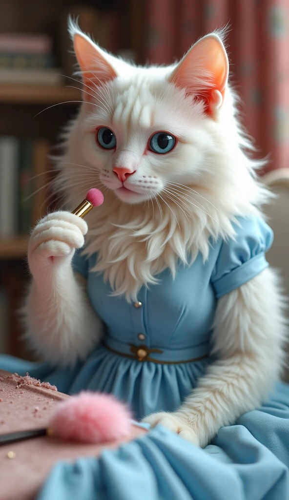 (Style-Princess, fflixbom, white and pink cat facepaint) (1 man, 1 catgirl) (hetero, couple) (crossdressing, fully clothed) (brown hair, blue eyes) (portrait) (women's clothes only) (women's beautifully feminine skintight velvet floral print frilly girly pink adorable ballet leotards) (white opaque tights, no shoes) (tiaras, pink shoulder-length silk gloves:1.3) (woman's bedroom, four-poster bed) (lying down, hugging, bending knee) (intimacy, playfulness, closeness)