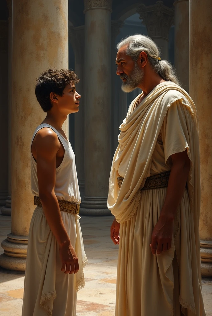 Daedalus and Icarus sitting on the floor