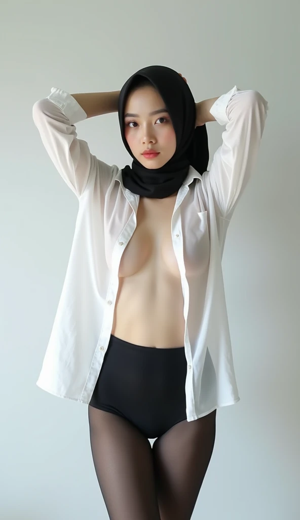 nsfw,two beautifulll woman, one man (k, raw photo, best quality, masterpiecel1.4), (realistic, photo realistic:1.3 lighting), (d cup breasys size), ((erectnipples)), two woman[[lie face down]], ((in form position)), ((petite body)), ((photo of a muslim kawaii Korean woman in dark blue long pashmina hijab, Korean artist mix russian face)), (( undressesing nude body:1.1)), ((full body shot)), Slim, Slender, thin and tall body. White skin, clean skin, clean face, white skin likes porcelain and milk. open breast, open navel, medium breasts, thick eye brows, one woman,visible a small nipples and clitoris,nsfw,((extremely detailed buttocks)), ((shyly face,pained face,open mouth)), extremely detailed fingers, ((breast cleavage 1.1)), ((white thick semen melting down on the vagina : 1.2)), ((shot taken from the front)), ((face look at viewer)), ((in the mat, outdoor, sexy pose, stretching leg, wet body, wet clothes, wet hijab, horny face, sex scene, penis Man's enter to her vagina)), detailing penis, detailing pose, detailing skin, detailing pattern hijab, detailing mouth, detailing face, correct anatomy accuracy. Correct normal man penis, leg and body accuracy. Correct woman hand, finger, mouth, face and body accuracy. 
