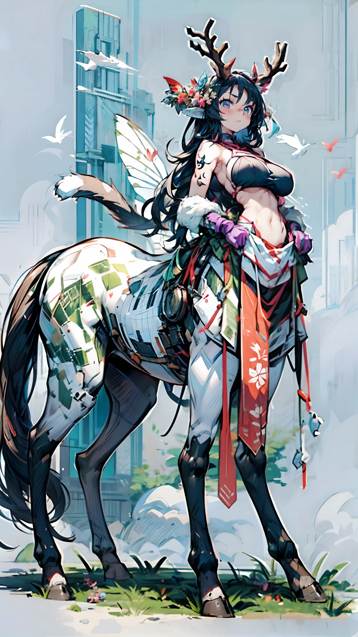 centaur horse,Beautuful Women,huge tit,nakeness, and wear no underwear,Cover your breasts,Long legs,Large viewing angle,wide angles,God perspective,large view,Full body photo,in a panoramic view,Long legs,beautifullegs