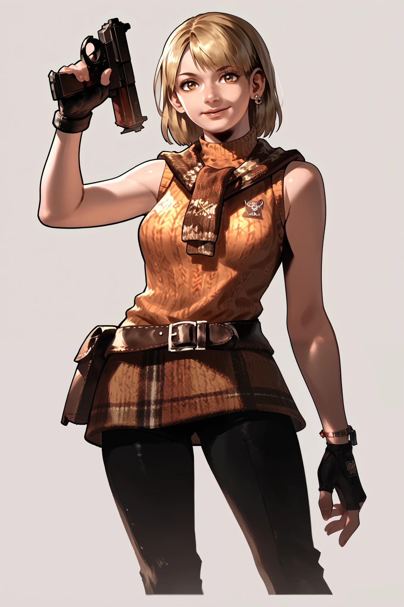 Anime concept art, dark fantasy, Ashley graham, Ashley Graham from resident evil 4, cute, Ashley's original outfit from game resident evil 4, resident evil 4 concept art