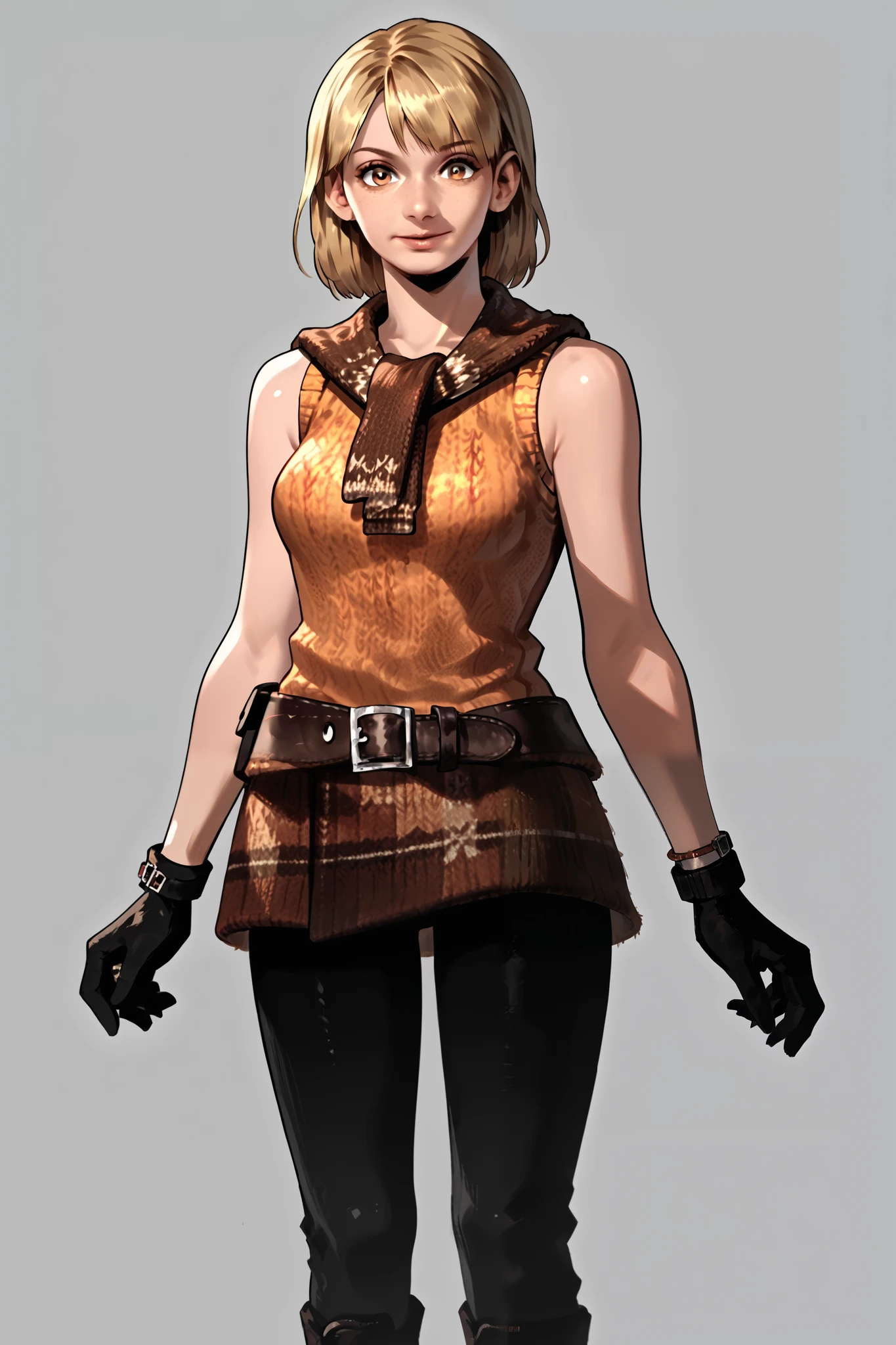 Anime concept art, dark fantasy, Ashley graham, Ashley Graham from resident evil 4, cute, Ashley's original outfit from game resident evil 4, resident evil 4 concept art