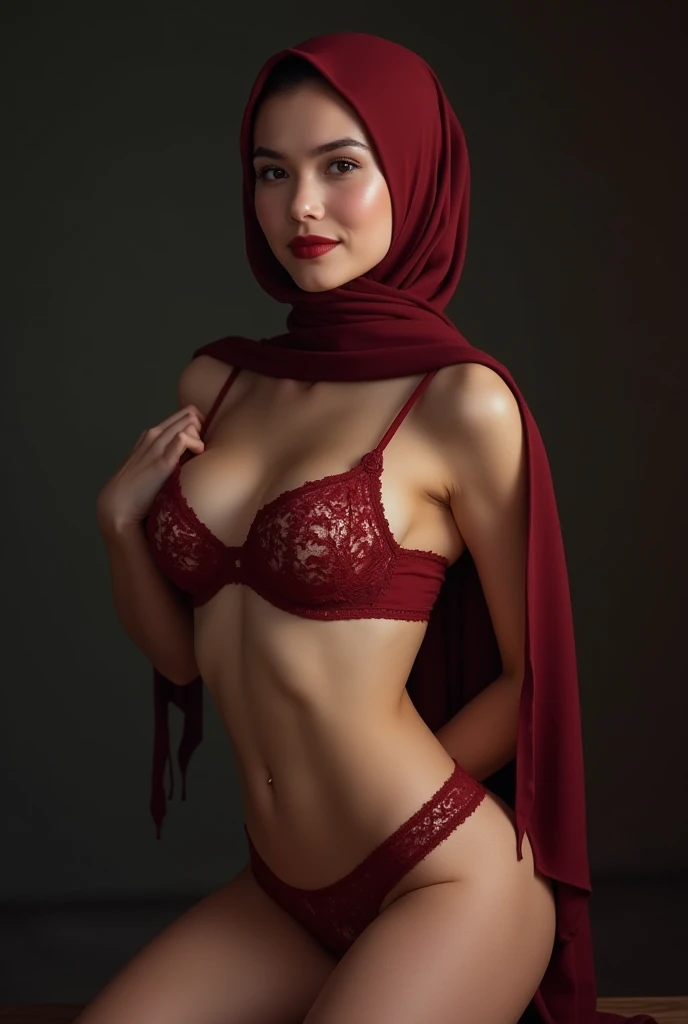 1 malay woman in hijab,(( colourfull floral see through lace bra and panties)),(large buttocks),Emphasize ass,Smaller chest, laughing smile, (hijab flying), de pele branca,big breasts thin waist, egypt style street, Hyper-Realism, Cinematic lighting, depth of fields, From below, vanishing point, F/2.8, Anatomically correct, Textured skin, Super Detail, awardwinning, Best Quality, hight resolution, 8k,