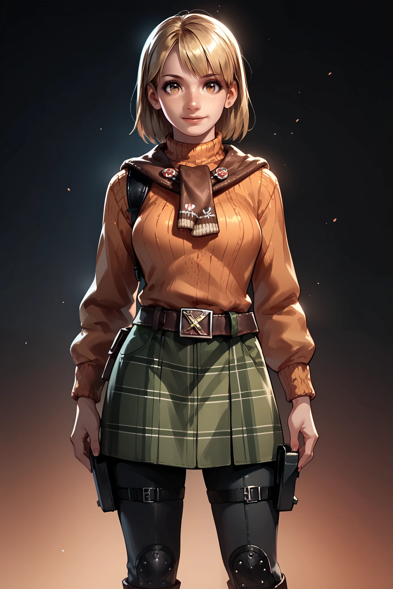 Anime concept art, dark fantasy, Ashley graham, Ashley Graham from resident evil 4, cute, Ashley's modern outfit, resident evil 4 concept art