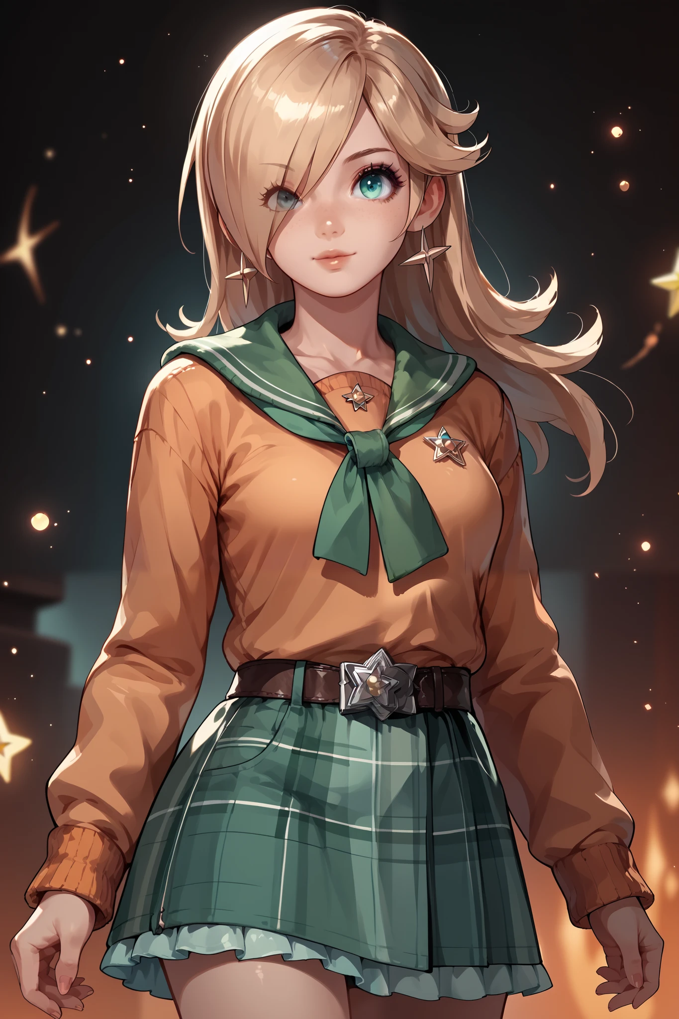 Anime concept art, dark fantasy, Ashley graham, Ashley Graham from resident evil 4, cute,  Rosalina outfit, resident evil 4 concept art