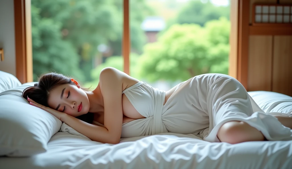 a photo of full body of a 18-year-old hungarian girl in a white cloth, who has gray short hair and long skinny legs, who is lying down and curls up in a bed, who resembles Emma Watson, <lora:japaneseDollLikeness_v10:0.3>
(solo), (quality:1.4), (photorealistic:1.2), (resolution:1.4), (sharpness:1.6), (cinematic lighting)
depth of field