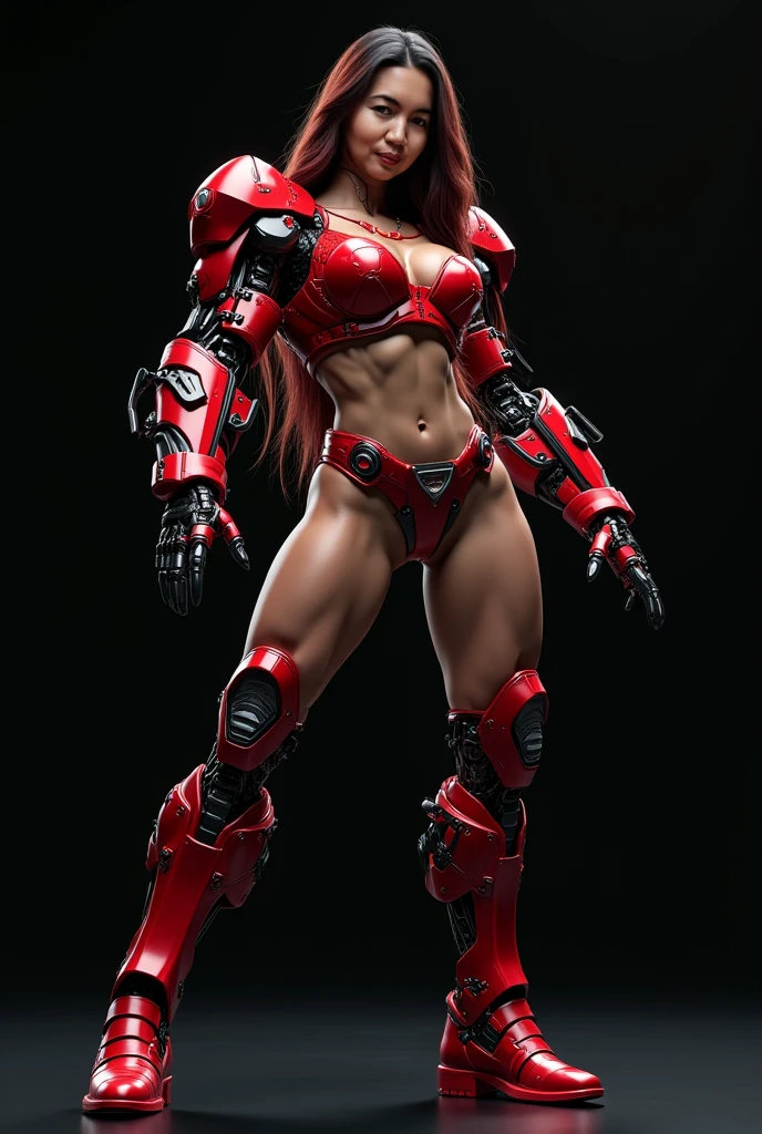 Make a red peper, anthropomorphized with muscular arms and legs, holding a machine gun in a ready-to-fire position. Pepper has a fierce facial expression, with furrowed eyebrows and an intimidating look, standing out against a plain background