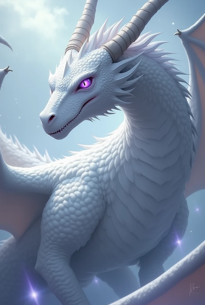 lady, A majestic female dragon with white scales and black details, and with white flames and pink eyes. Lady was a big and powerful dragon