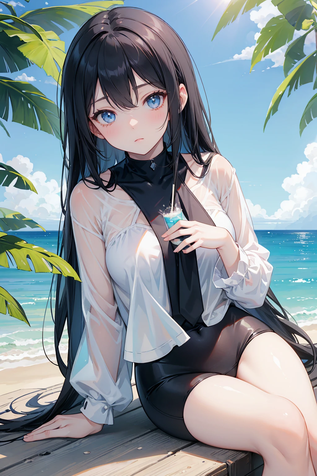 One lady、((best qualtiy、8k masterpieces:1.3))、foco nítido:1.2、(ultra beautiful faces:1.0)、(shinny skin:1.0)、photos realistic、A dark-haired、Video Lighting、High-definition eyes and face、Video Lighting、(Korean Cute Actress)、from the front side、medium breasts、Smile、Slender Abs Beauty、Whole body、wearing t-shirts、On the beach at night