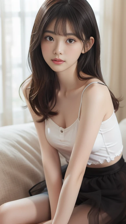 smile、night、RAW photo、Completely naked、Full body nude、Full body nude、beautiful genitals、(((ultimate beauty portrait)))、((glowing skin))、1 girl、18 year old beautiful girl in Prague、bright look、((brown haired))、(cleavage)、(flare skirt:1.5)、((Big eyes that shine like jewels))、open your clothes、Glossy and glossy skin、(medium hair)、(silky ponytail hair)、(standing)、(from below)、eyeliner、beautiful bangs、hair between eyeasterpiece、最high quality、super detailed、film light、High resolution、very detailed))、detailed background、8KUHD、Digital single-lens reflex camera、soft light、high quality、film grain、Fujifilm XT3 、shallow depth of field、natural soft light、Kamimei、rich bust
