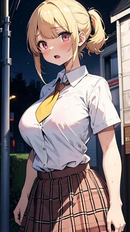 (Highly detailed CG Unity 8k wallpaper),(masterpiece), (highest quality), (Super detailed), (Best illustrations),(Best Shadow), Large Breasts　Blonde　Beautiful eyes　Bunny girl　Bending over to order（Nipples are sticking out of clothes）　Dynamic Angle　background（Inside the cafe）