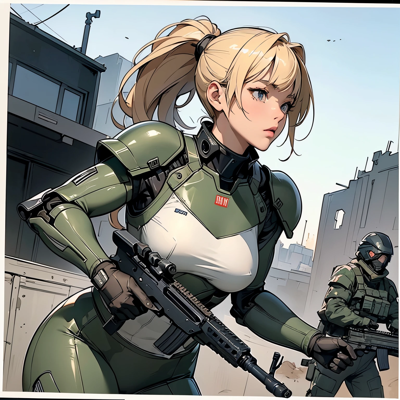 (master part, 8k) , Woman in German military clothes, cabelo de verdade, cybernetic arms, ((Advanced Battlefield Advanced)) cabelos verdes, naked