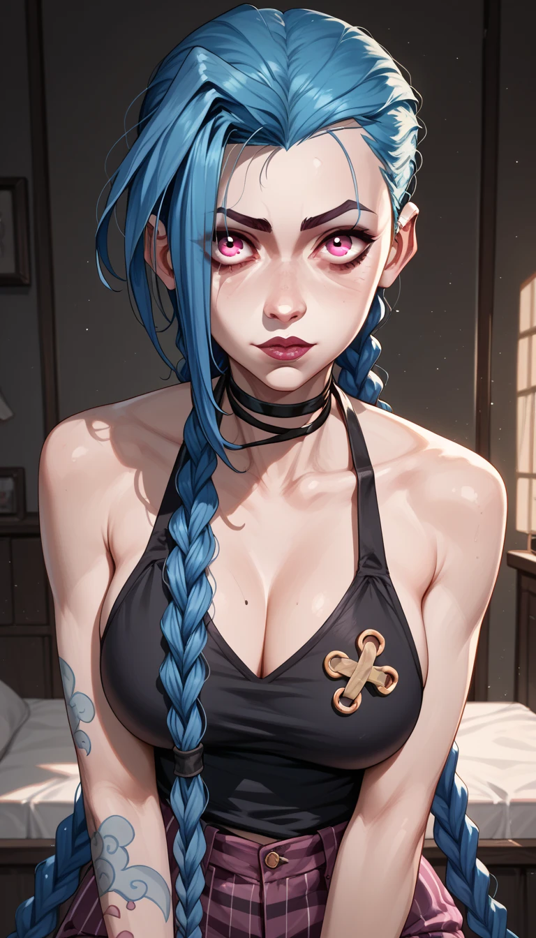  beautyful woman, gothic, mature woman, tattoos in whole body, slim body, slender body, long sidecut hair, lilac hair, long hair, black lipstick, facing a bathroom mirror, naked, sad, cyberpunk room, crying