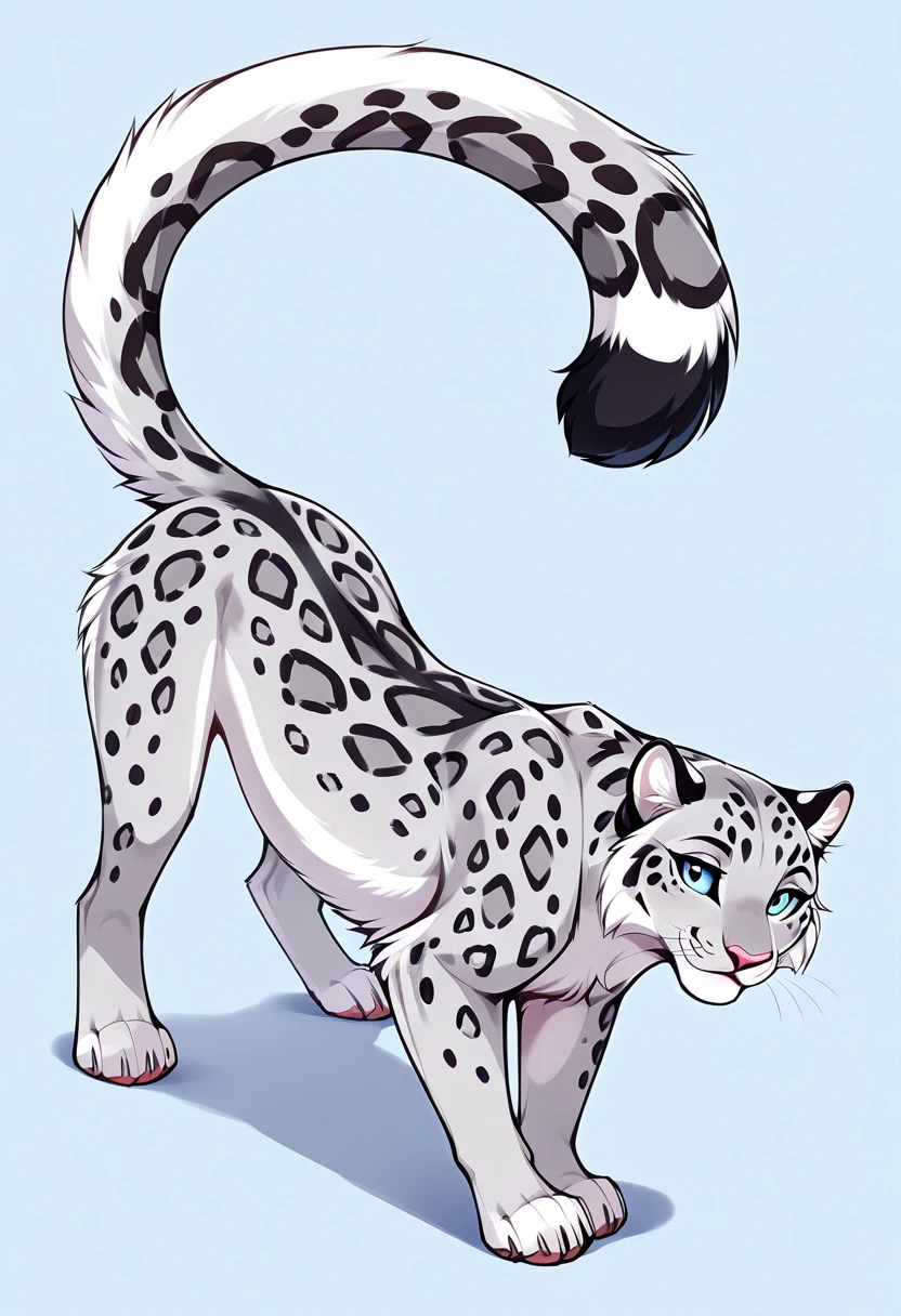 Artwork by raptoral,snowy leopard, feral,male,seductive, solo,sheath,balls,(detailed eyes),balls tuft,intimidate,dominant,seductive,confident,spreading legs,solo,bent over,showing butt seductive