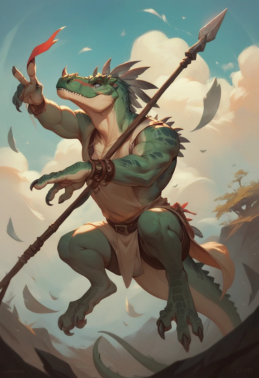 Best Quality、muscular lizardman、Fantasia