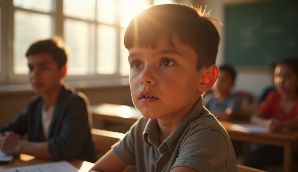 A Pakistani sitting at a chair in a classroom