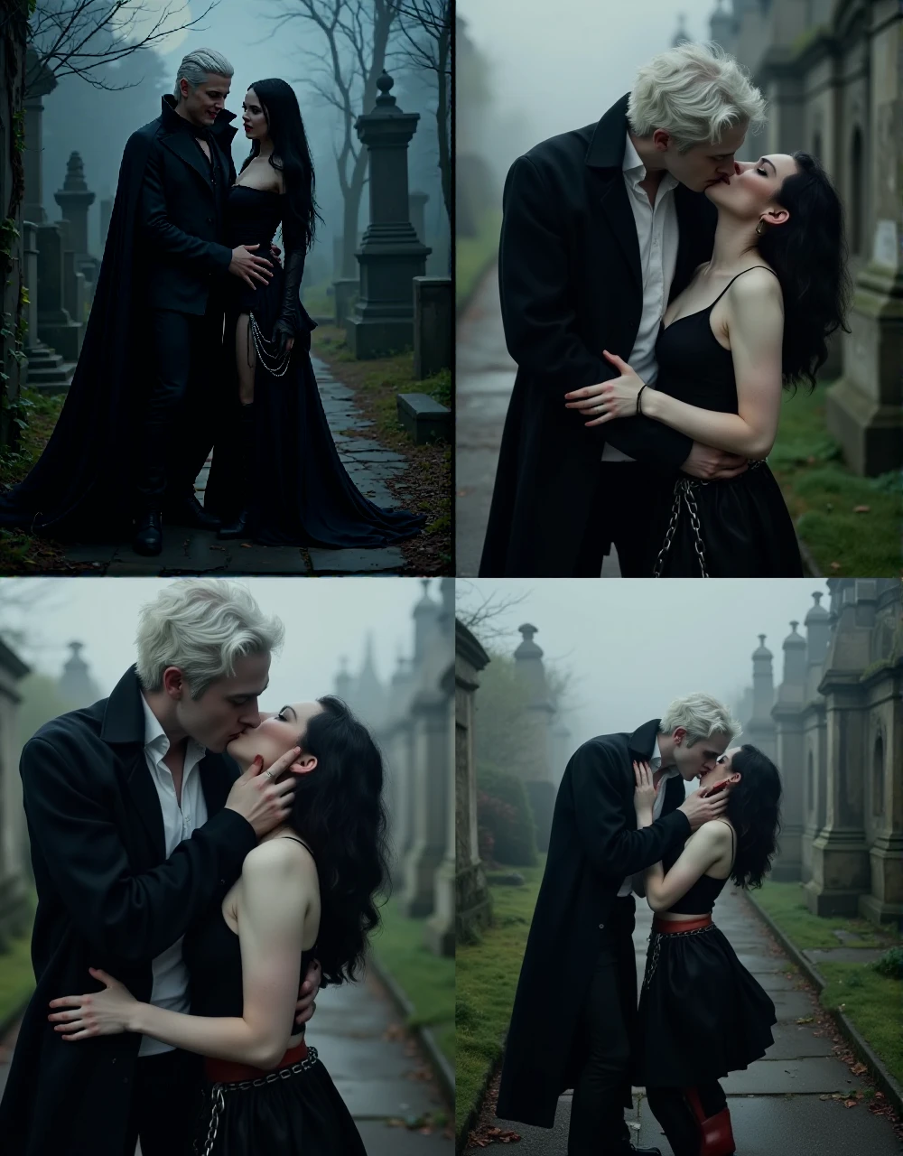 Foreground: a gorgeous Bettie page making love with her man, wet wavy hair in the wind. she's a men magazine model,on her knees to the ground, (( having hard possessed sex from behind by a man in a foggy cemetery at night )), ((the photo is a picture of a woman and a man doing sex))(red lipstick:1.5), (she wears casual shirt with a knitted sweater and latex pants with big belt:1.2), background landscape of Scotland Loch and Scottish castle ruins, (in sunset light:1.2), , perfect eyes, perfect hands, perfect body, perfect hair, perfect breast, hair behind ear, UHD, retina, masterpiece, accurate, anatomically correct, textured skin, super detail, high details, high quality, award winning, best quality, highres, 16k, 8k,
