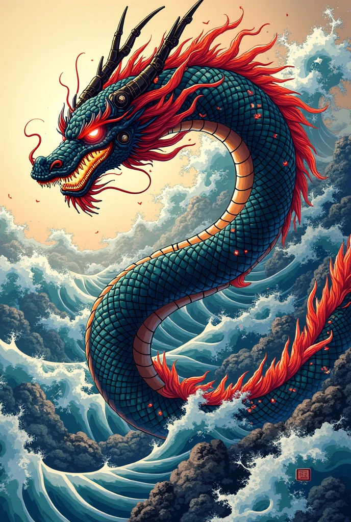 Design an epic T-shirt featuring a dynamic and fierce dragon. The dragon should be depicted in an aggressive, powerful pose, with intricate, detailed scales and an intense expression. Position the dragon prominently in the center of the design. Surround it with dramatic elements such as swirling mystical clouds, fierce lightning bolts, and bold, dynamic waves. Use a striking color palette of deep blues, shimmering golds, and vibrant silvers to create a sense of majesty and awe. The dragon should appear almost alive, radiating energy and strength. This design should evoke a sense of power, ambition, and unstoppable force.