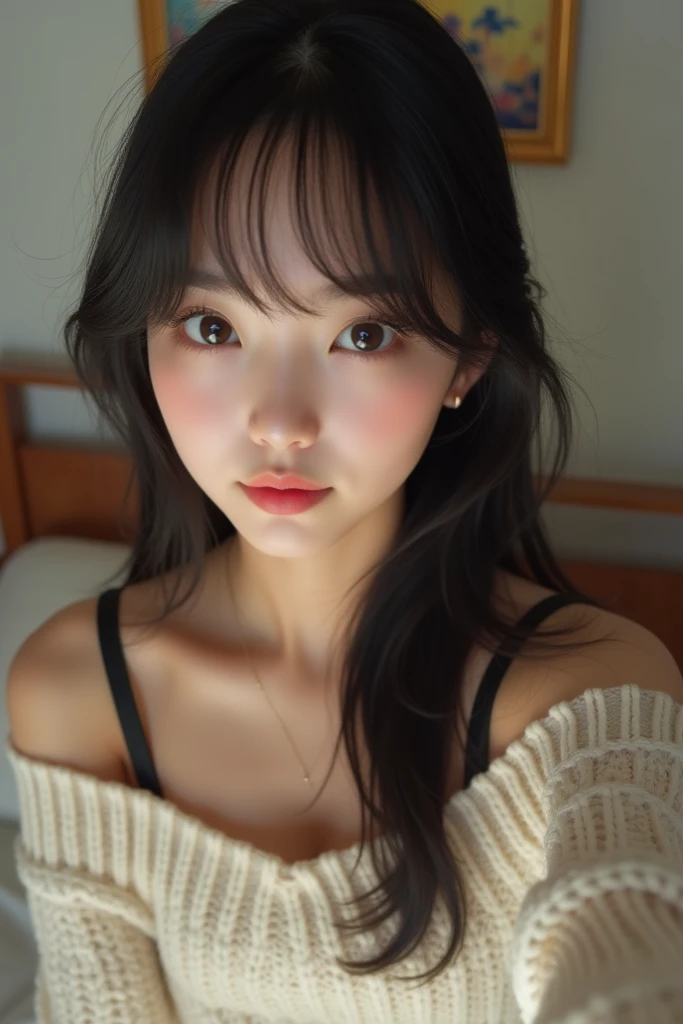 japanes、top-quality、​masterpiece、超A high resolution、(Photorealsitic:1.5)、Raw foto、1girl in、off shoulders、murky、deep-shadows、Unobtrusive、cold light、Sexy appearance、shorth hair、18year old