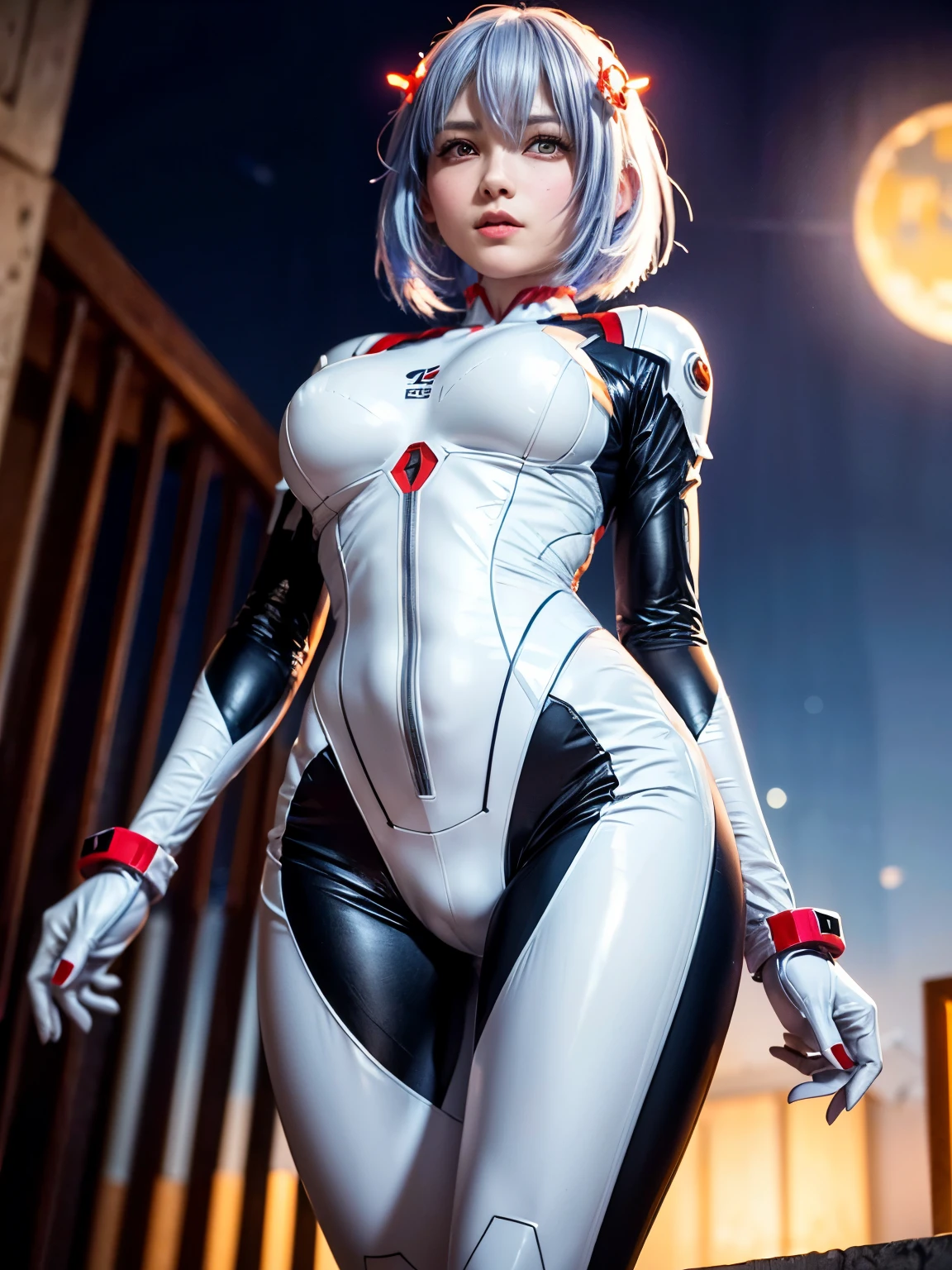 Two Lesbian Super Heroines, using white latex/red and semi-transparent (fully body), medium breasts, defined butt, defined legs, sensual and provocative, looks seductive, in the middle of the city, anime styling, best qualityer, High definition, work of art