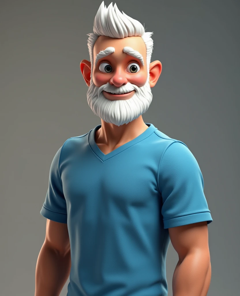 Papai Noel, idoso, idade de 60 anos, musculoso, sem camisa, Cabelo branco, barba branca e comprida, red pants, Estilo Disney Pixar, 3d, animation character, alta qualidade