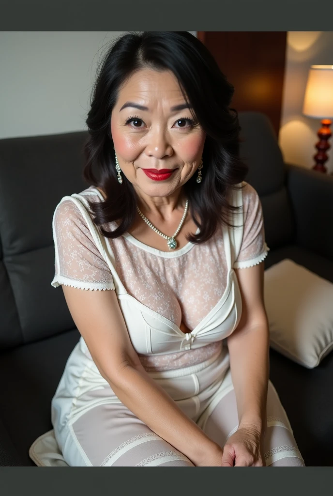 75 years old mom milf Korean, Lady large earring Big choker navel piercing decoration A bracelet Silver Hair realisitic Gorgeous Madame Beautiful Mature Woman sexly Smile Gentle woman navel piercing 4K High quality hospital room Inpatients Infusion Beautiful feet