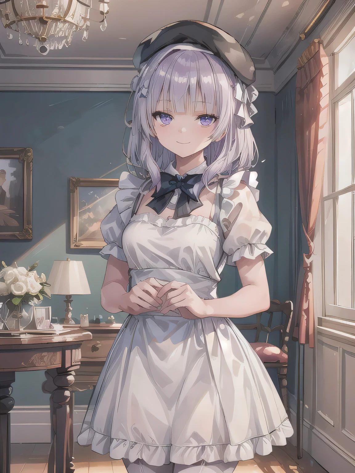 infirmary, curtains, 1girl, nurse, white dress,, masterpiece, best quality, highly detailed
