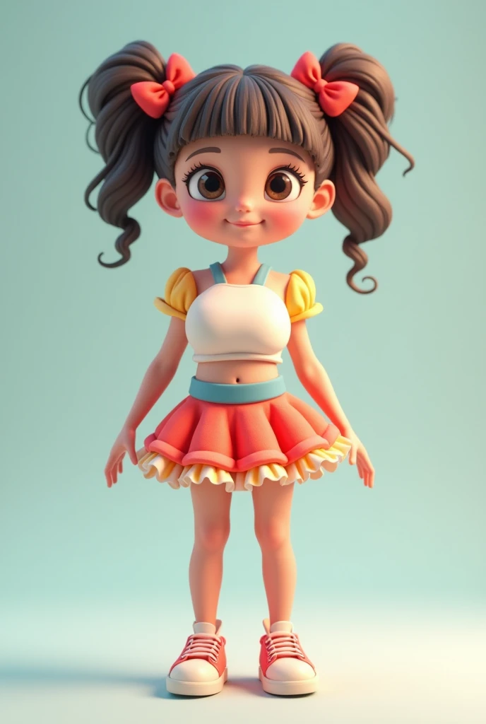 Loli cute menina morena bonita e fofa, tema fadas, sorriso claro, corpo inteiro, :3, fundo tom pastel , colorido e simples.