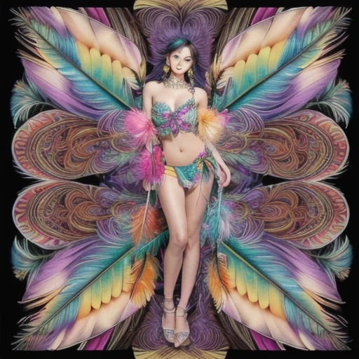 (masterpiece, top quality, best quality, official art, beautiful and aesthetic:1.2), (1girl:1.3), extremely detailed,(fractal art:1.1),(colorful:1.1)(flowers:1.3),highest detailed,(zentangle neon:1.2), (dynamic pose), (abstract background neon:1.3), (shiny skin), (many colors:1.4), ,(earrings), (feathers:1.5) , (Flamethrower:1.3),red background,Phoenix dress,Neon,full HD