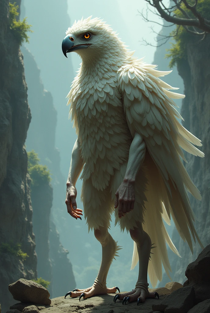 ultra-detailed, masterpiece, masterwork, high quality, best quality, hdr, (nature), nsfw, male, solo, avian, ((nude)), (white little body crow), (long silver hair, beak, yellow eyes), sitting, dynamic angle, (micropenis, foreskin, perfect balls), Hands and wings in one piece,