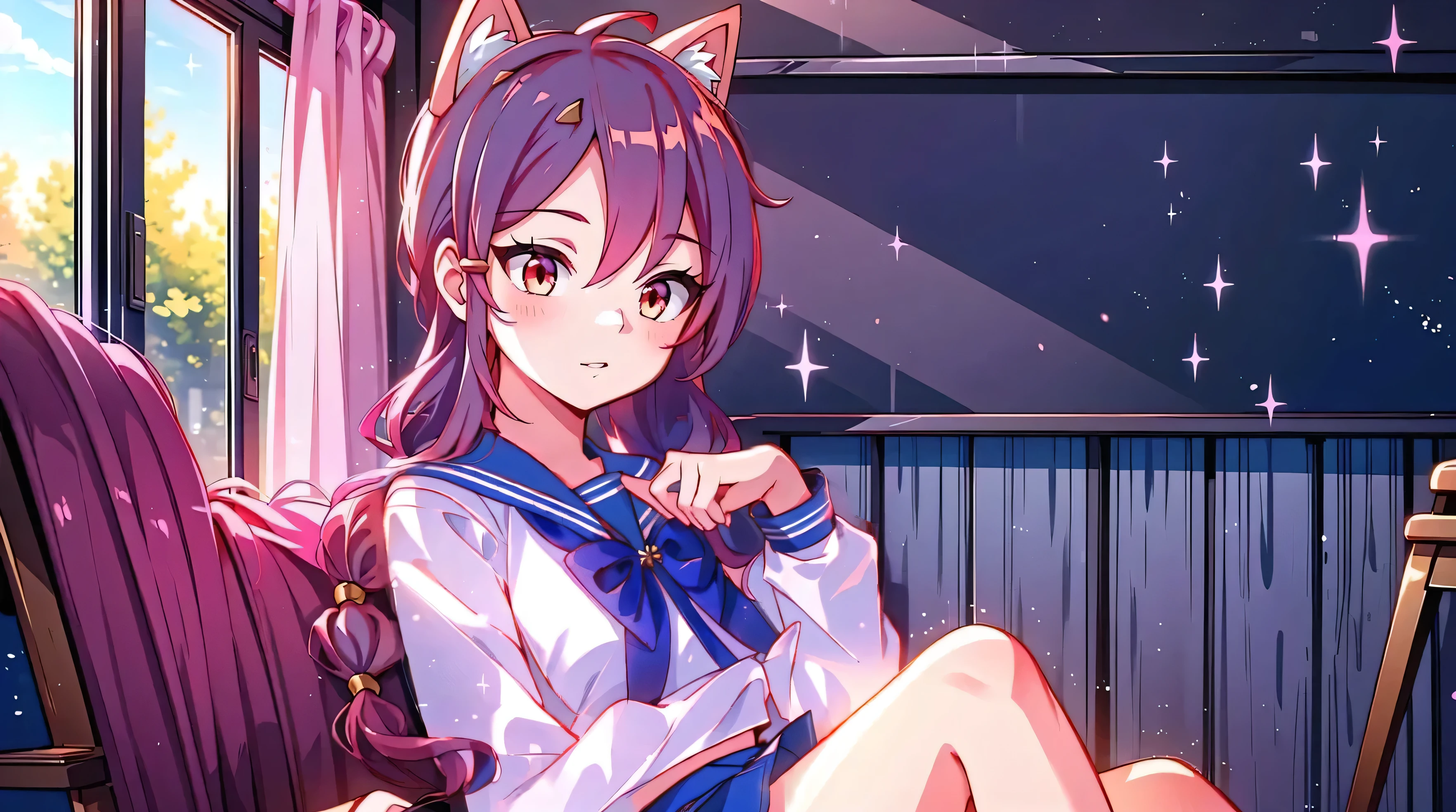 with sailor uniform and blue mini skirt Super detailed, high quality, 4k