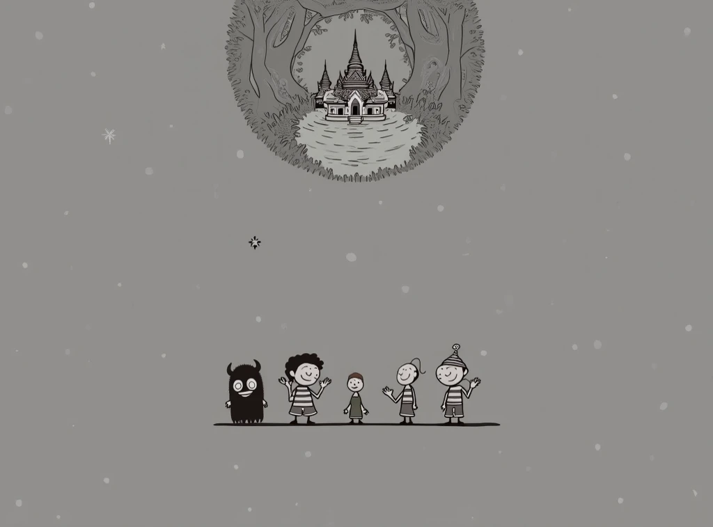 Design an AI illustration for the book cover of "Spooky Adventures: The Courageous Crew," a lively children's book filled with short, scary stories. Create a vibrant, cartoonish depiction of 2 boy and 2 girl characters fighting a witch, a ghost a werewolf and a giant spider. The setting is in the forest at night. The illustration should showcase their expressions of excitement and determination. Use playful poses, exaggerated features, and bold colors to captivate young readers and entice them to join the courageous crew on their spooky adventures.