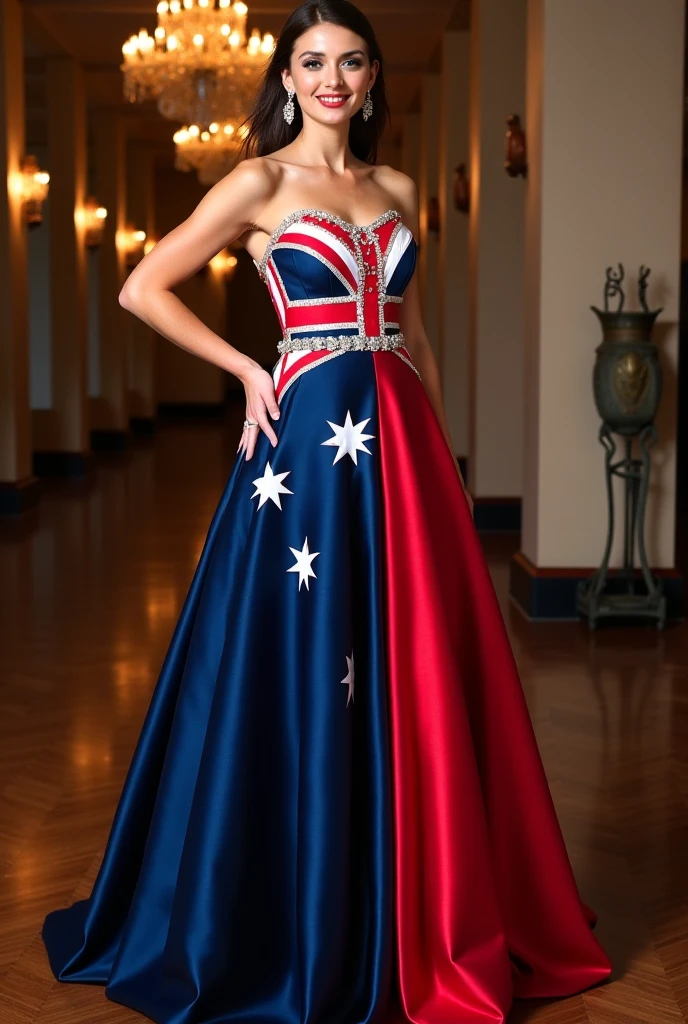 <lora:Louise_Nurding_nee_Redknapp:1> l1873n, 1girl, solo, masterpiece, best quality, detailed face, patriotic costume, skyscraper